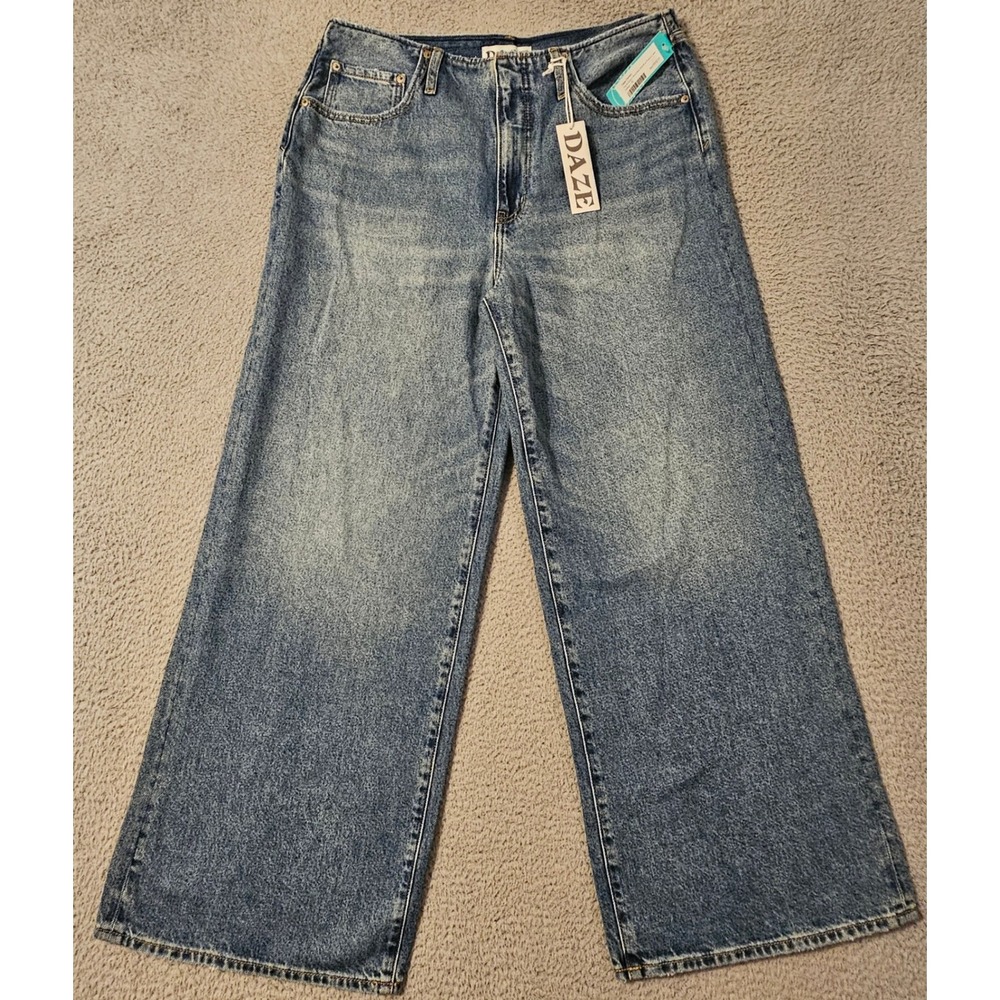 Daze Denim Kickback Mid Rise Palazzo Jeans No Doubt Indigo Blue Size 31 NWT